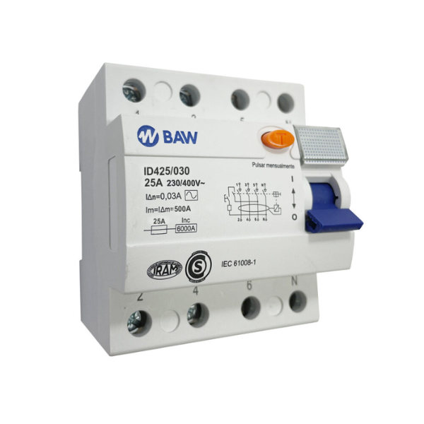 Interruptor Automático Diferencial Tetrapolar (4 Polos) 30ma INC=6000a - BAW