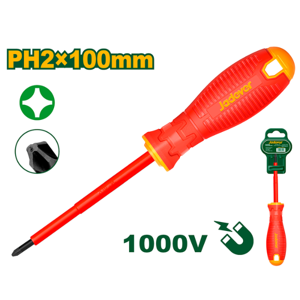 Destornillador Aislado Philips PH2 - 6mm x 100mm - JADEVER