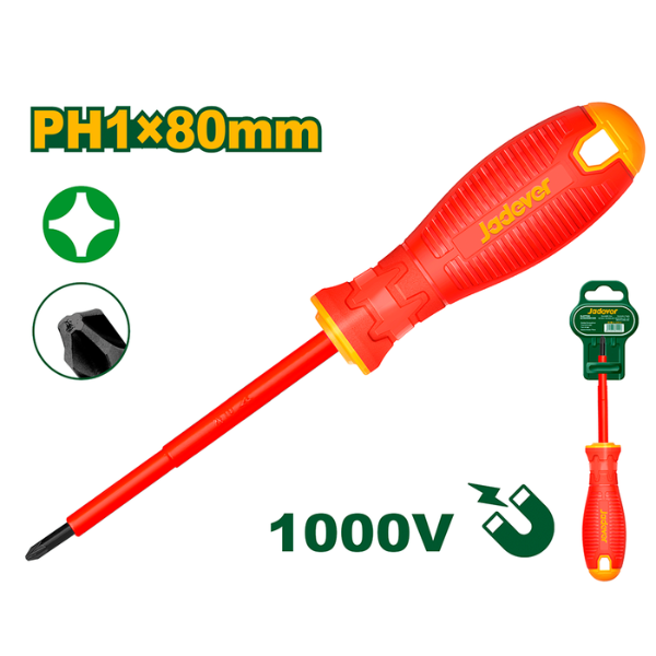 Destornillador Aislado Philips PH1 - 5mm x 80mm - JADEVER