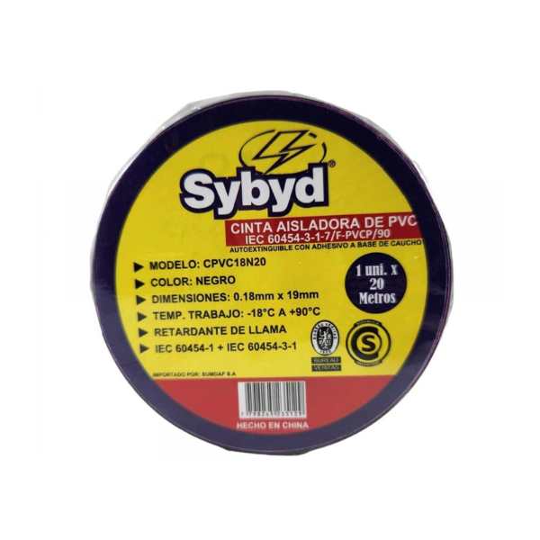 Cinta Aisladora AUTOEXTINGUIBLE SYBYD NEGRA 20 MTS - SYBYD