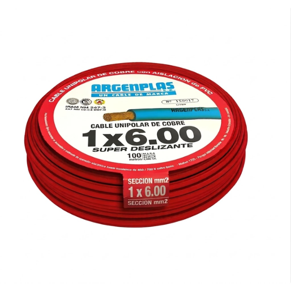 Cable Unipolar 6mm x 100m - Normalizado IRAM - ARGENPLAS