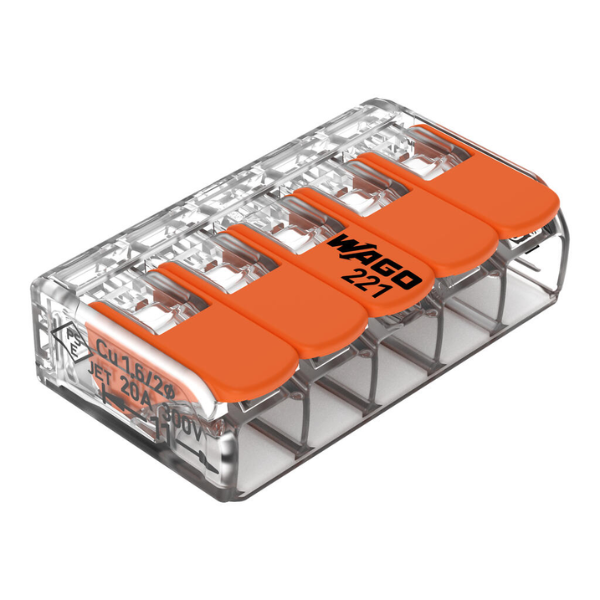 Conector De Empalme 5 Polos - 4mm y 6mm - WAGO